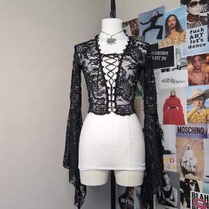 Gothic Lace Up Lace Whimsy Top